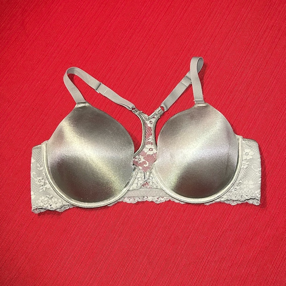 Grey racer back front closure maidenform underwire bra 38C